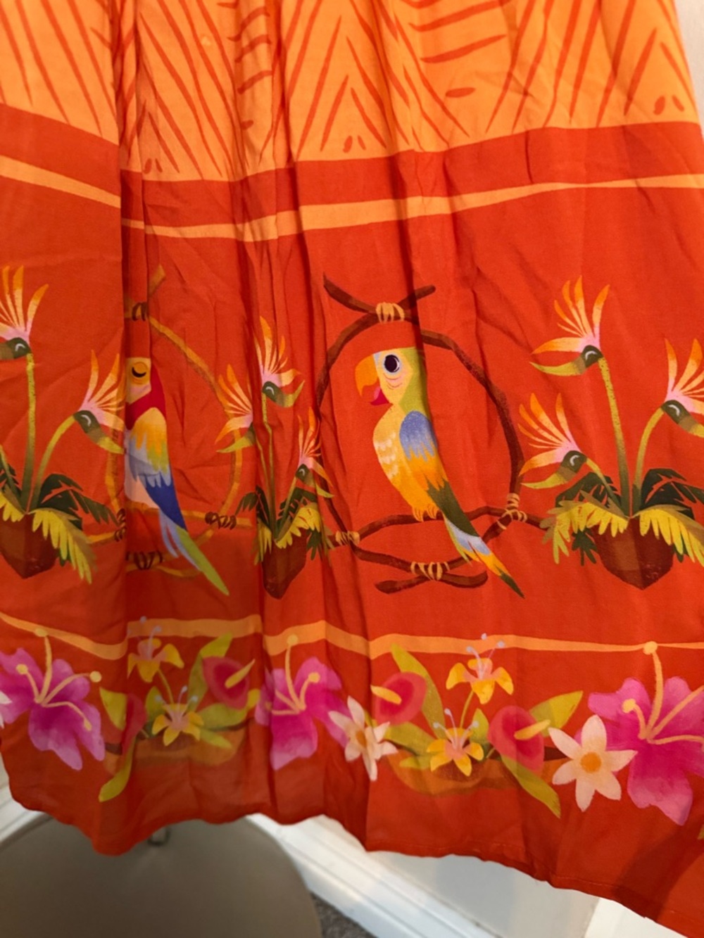 Disney Orange Tie-Front Midi Dress with Bird Border - Picture 7 of 11